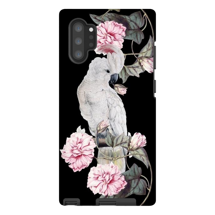 Galaxy Note 10 plus StrongFit Nostalgic White Cockatoo With Pink Flowers by  Utart