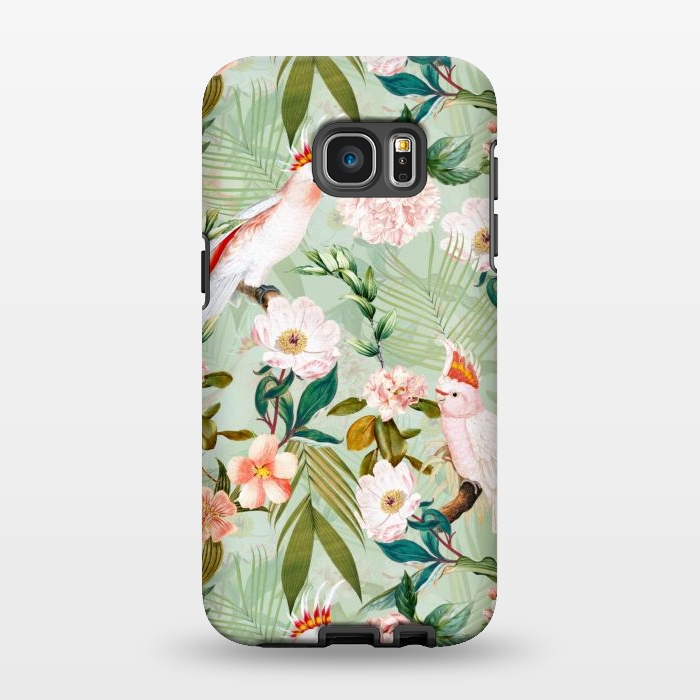 Galaxy S7 EDGE StrongFit Vintage Cockatoos Flowers Jungle by  Utart