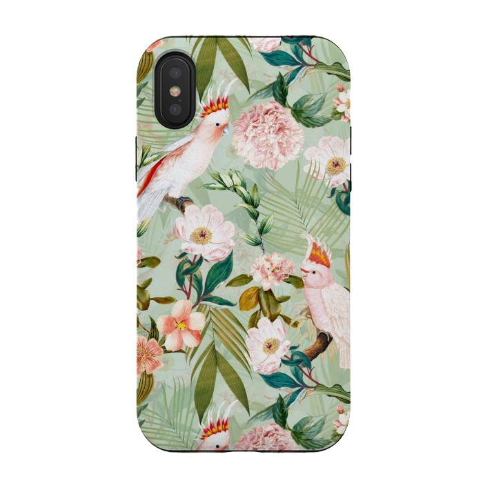 iPhone Xs / X StrongFit Vintage Cockatoos Flowers Jungle by  Utart