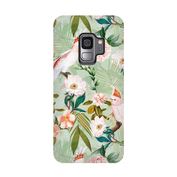 Galaxy S9 StrongFit Vintage Cockatoos Flowers Jungle by  Utart