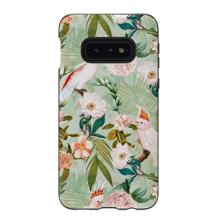 Galaxy S10e StrongFit Vintage Cockatoos Flowers Jungle by  Utart