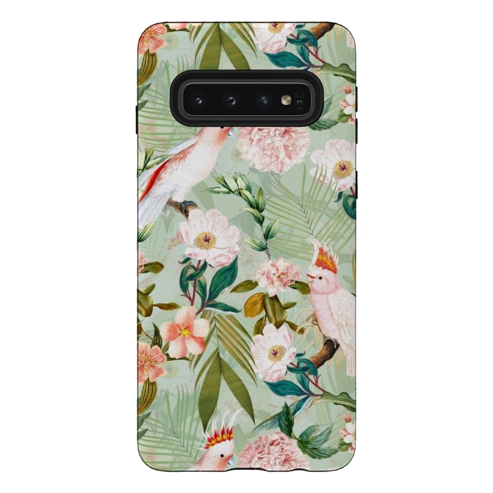 Galaxy S10 StrongFit Vintage Cockatoos Flowers Jungle by  Utart