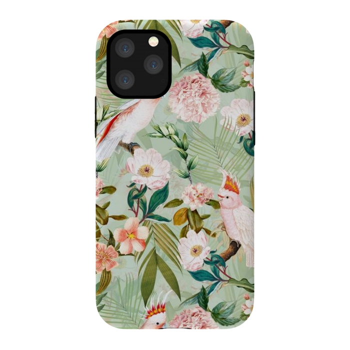 iPhone 11 Pro StrongFit Vintage Cockatoos Flowers Jungle by  Utart