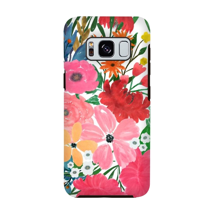 Galaxy S8 StrongFit Trendy Pink watercolor Floral Bouquet White Design by InovArts