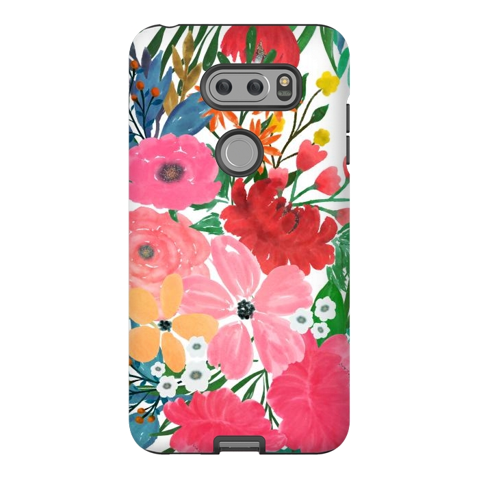 V30 StrongFit Trendy Pink watercolor Floral Bouquet White Design by InovArts