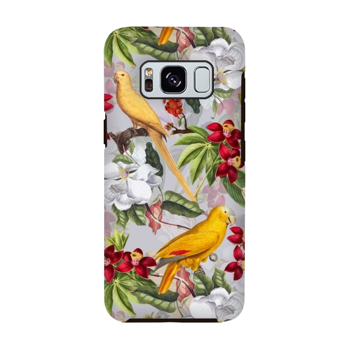 Galaxy S8 StrongFit Antique Yellow Parrots in Flower Jungle by  Utart