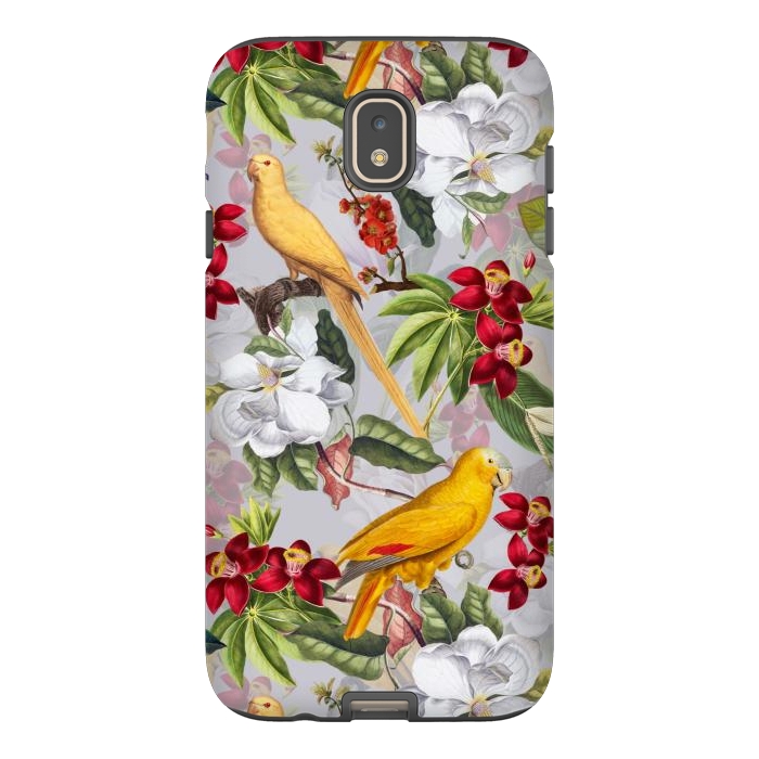 Galaxy J7 StrongFit Antique Yellow Parrots in Flower Jungle by  Utart