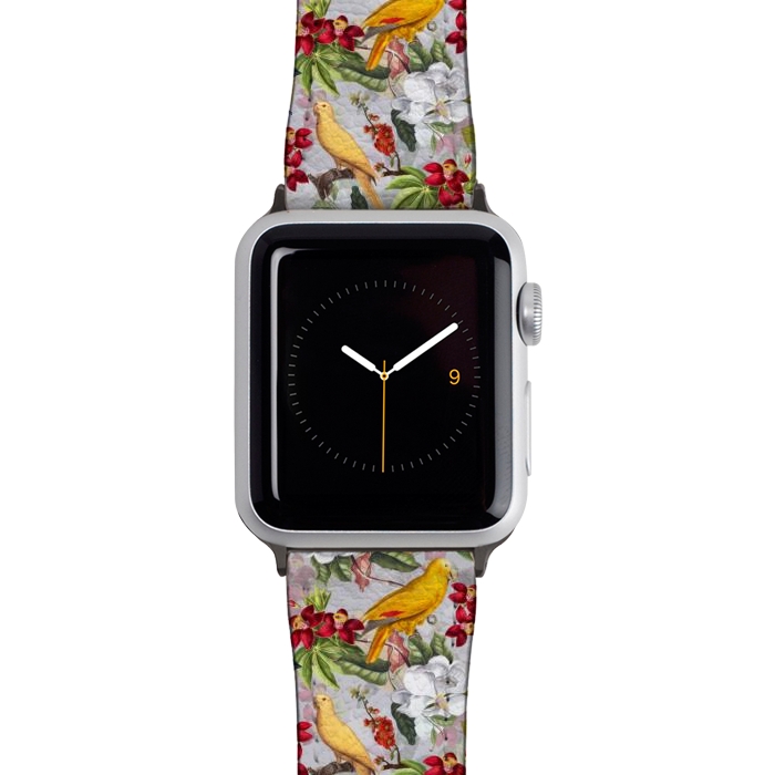 Watch 38mm / 40mm Strap PU leather Antique Yellow Parrots in Flower Jungle by  Utart