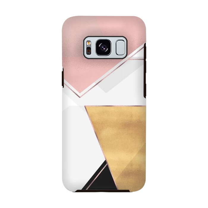 Galaxy S8 StrongFit Stylish Gold and Rose Pink Geometric Abstract Design by InovArts