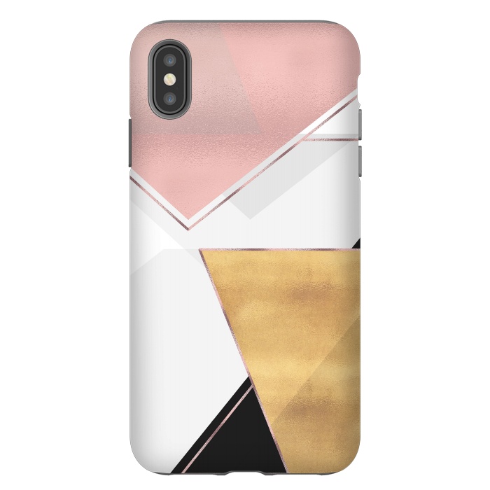 iPhone Xs Max StrongFit Stylish Gold and Rose Pink Geometric Abstract Design by InovArts