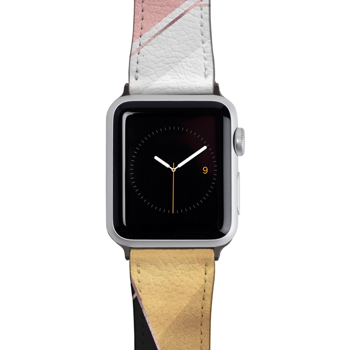 Watch 38mm / 40mm Strap PU leather Stylish Gold and Rose Pink Geometric Abstract Design by InovArts