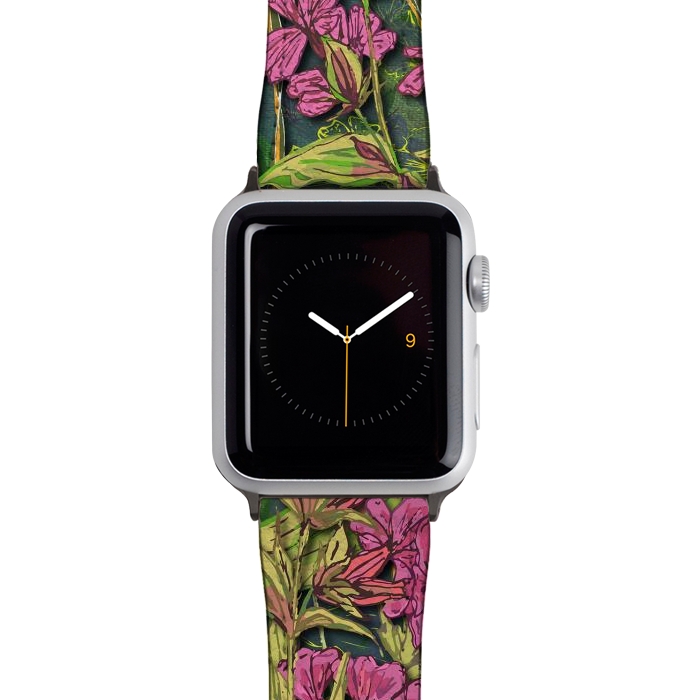 Watch 38mm / 40mm Strap PU leather Pink and Yellow Wildflowers by Lotti Brown