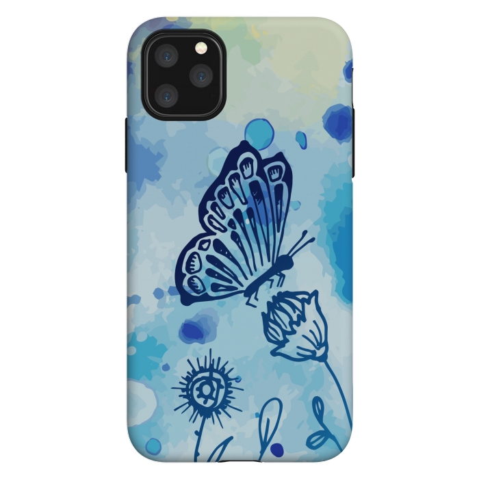 iPhone 11 Pro Max StrongFit BLUE SHADED BUTTERFLY PATTERN by MALLIKA