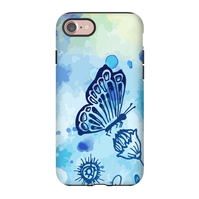 iPhone 7 StrongFit BLUE SHADED BUTTERFLY PATTERN by MALLIKA