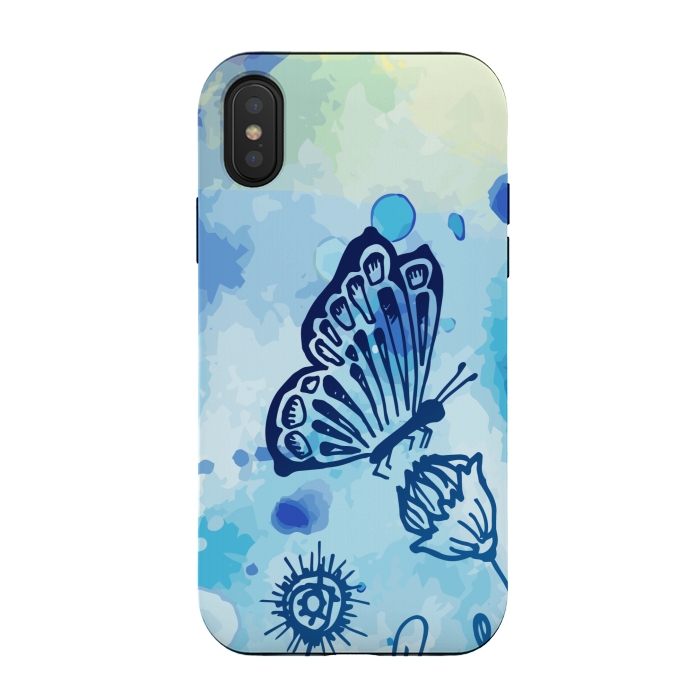 iPhone Xs / X StrongFit BLUE SHADED BUTTERFLY PATTERN by MALLIKA