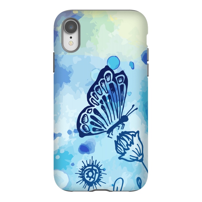 iPhone Xr StrongFit BLUE SHADED BUTTERFLY PATTERN by MALLIKA