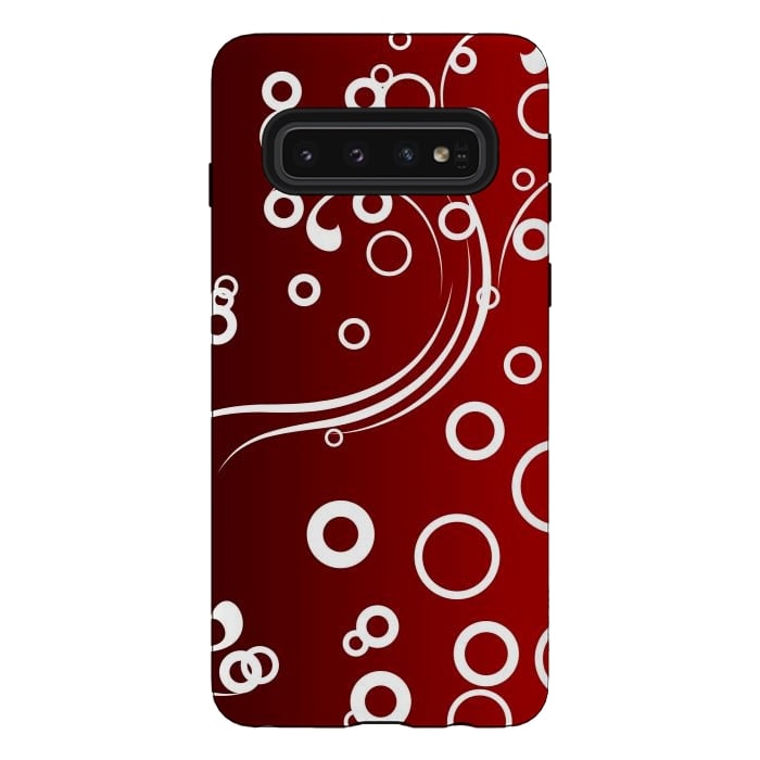 Galaxy S10 StrongFit White Abstracts on Red by Texnotropio
