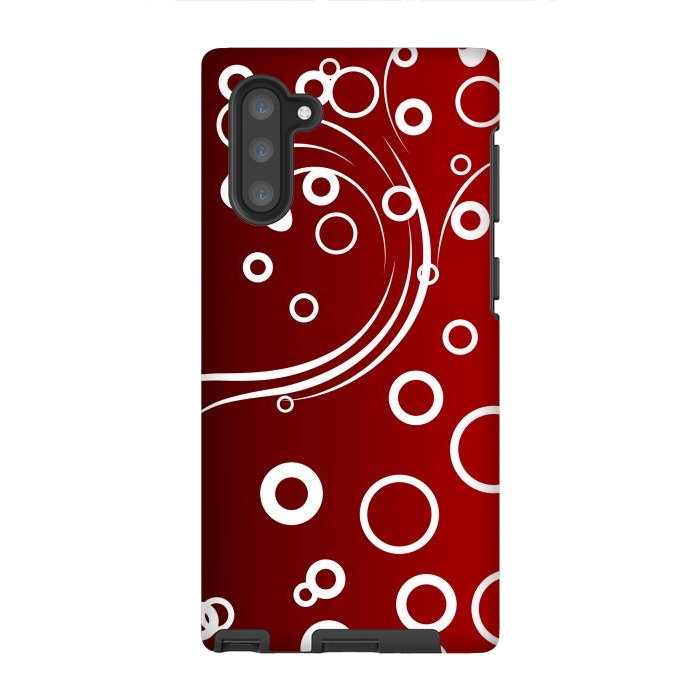Galaxy Note 10 StrongFit White Abstracts on Red by Texnotropio