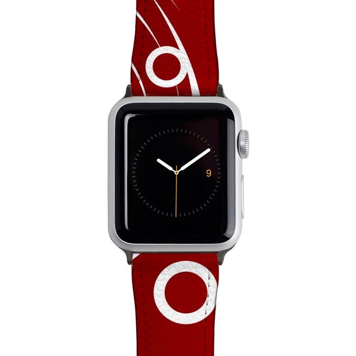 Watch 38mm / 40mm Strap PU leather White Abstracts on Red by Texnotropio