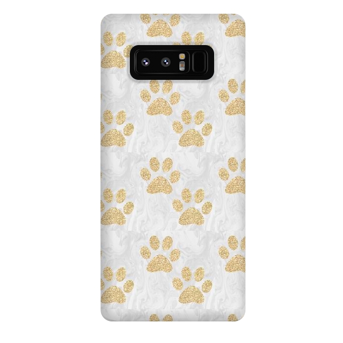 Galaxy Note 8 StrongFit Gold Paw Prints on Marble by Julie Erin Designs
