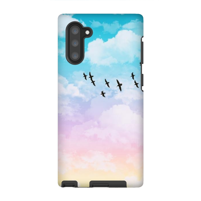 Galaxy Note 10 StrongFit Pastel Clouds with Birds by Julie Erin Designs