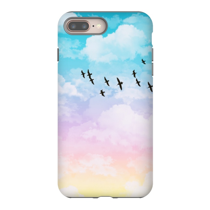 iPhone 7 plus StrongFit Pastel Clouds with Birds by Julie Erin Designs
