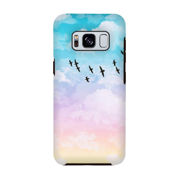 Galaxy S8 StrongFit Pastel Clouds with Birds by Julie Erin Designs