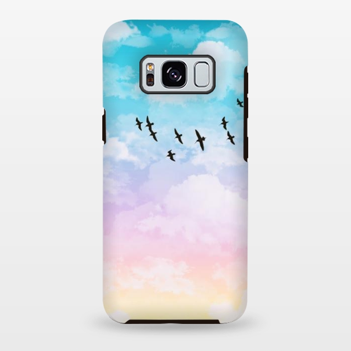 Galaxy S8 plus StrongFit Pastel Clouds with Birds by Julie Erin Designs