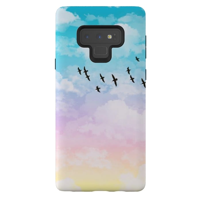 Galaxy Note 9 StrongFit Pastel Clouds with Birds by Julie Erin Designs