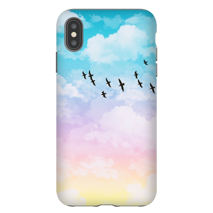 iPhone Xs Max StrongFit Pastel Clouds with Birds by Julie Erin Designs