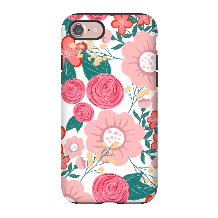 iPhone 7 StrongFit Cute girly pink Hand Drawn Flowers design by InovArts