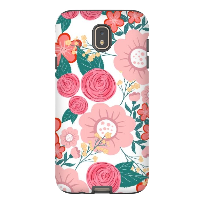 Galaxy J7 StrongFit Cute girly pink Hand Drawn Flowers design by InovArts