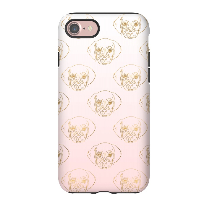 iPhone 7 StrongFit Girly Gold Puppy Dog White Pink Gradient Pattern by InovArts