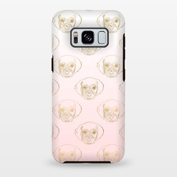 Galaxy S8 plus StrongFit Girly Gold Puppy Dog White Pink Gradient Pattern by InovArts