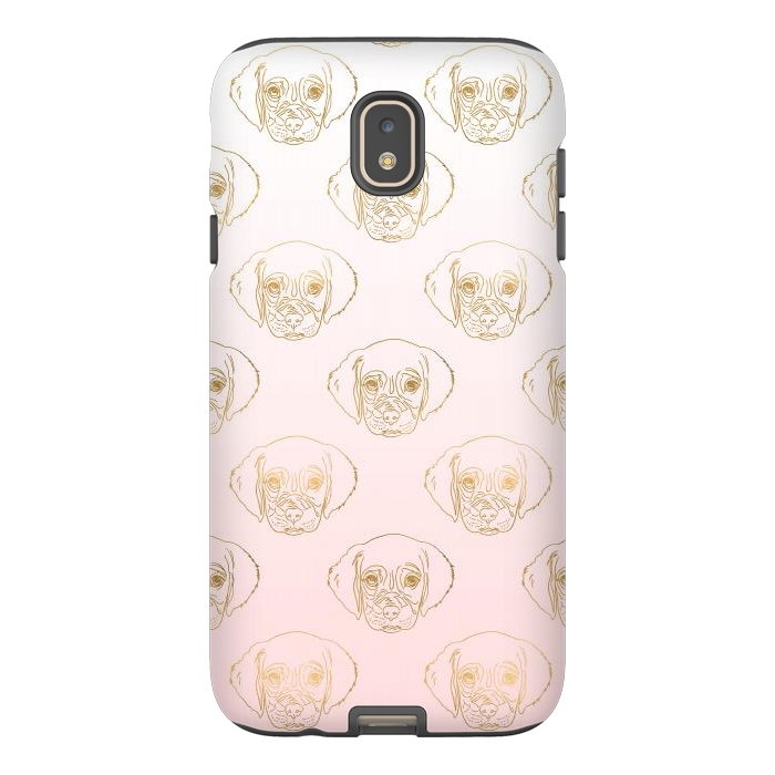 Galaxy J7 StrongFit Girly Gold Puppy Dog White Pink Gradient Pattern by InovArts