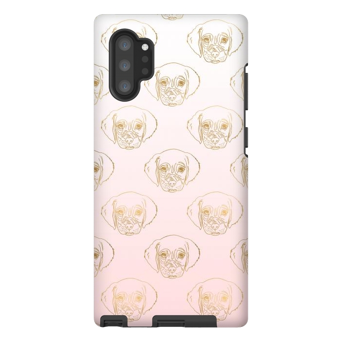Galaxy Note 10 plus StrongFit Girly Gold Puppy Dog White Pink Gradient Pattern by InovArts