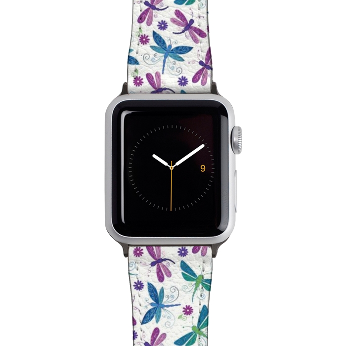 Watch 42mm / 44mm Strap PU leather Dragonflies by TracyLucy Designs