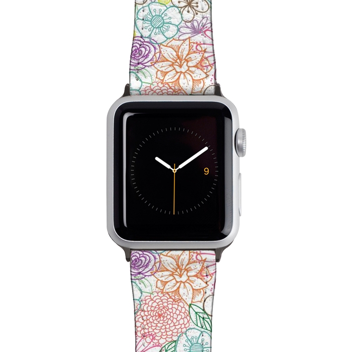 Watch 38mm / 40mm Strap PU leather Bright Floral by TracyLucy Designs