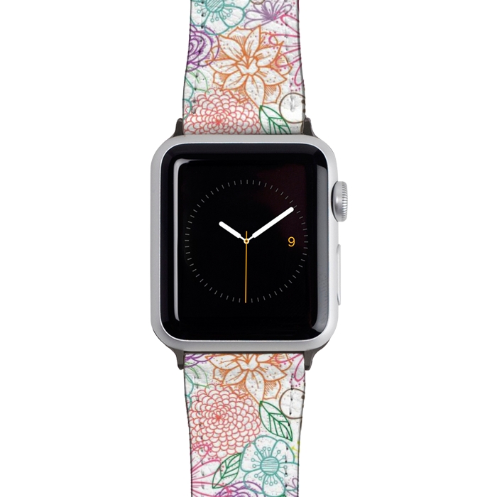Watch 42mm / 44mm Strap PU leather Bright Floral by TracyLucy Designs