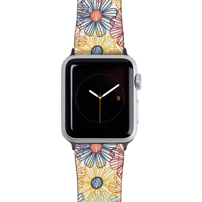 Watch 42mm / 44mm Strap PU leather RAINBOW FLORAL by TracyLucy Designs