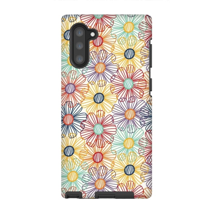 Galaxy Note 10 StrongFit RAINBOW FLORAL by TracyLucy Designs