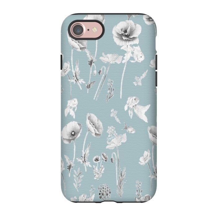 iPhone 7 StrongFit Fishes & Garden-Powder Blue by ''CVogiatzi.