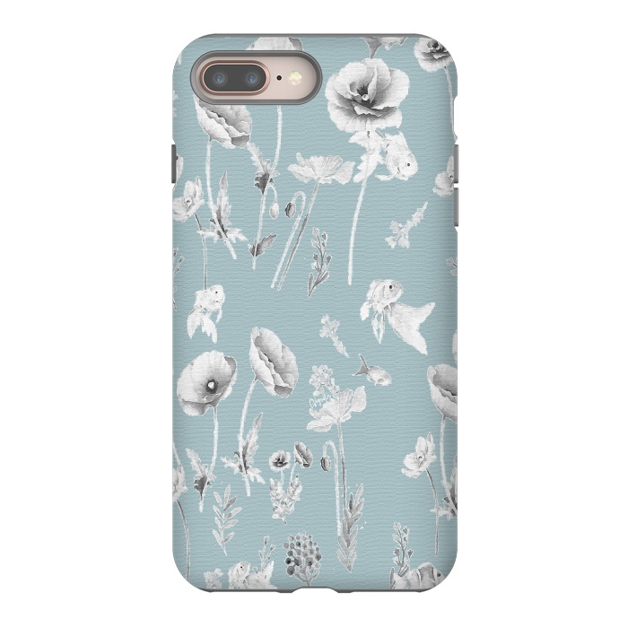 iPhone 7 plus StrongFit Fishes & Garden-Powder Blue by ''CVogiatzi.