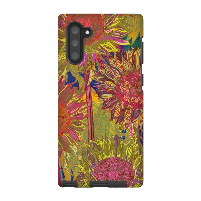 Galaxy Note 10 StrongFit Sunflowers by Lotti Brown