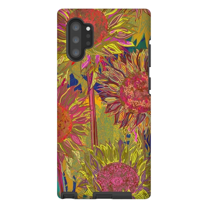 Galaxy Note 10 plus StrongFit Sunflowers by Lotti Brown