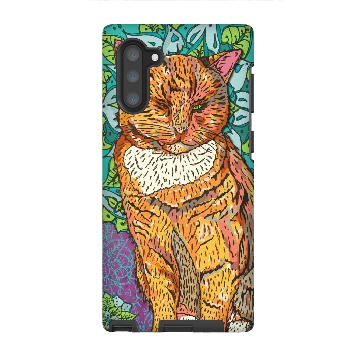 Galaxy Note 10 StrongFit Mandala Cat by Lotti Brown