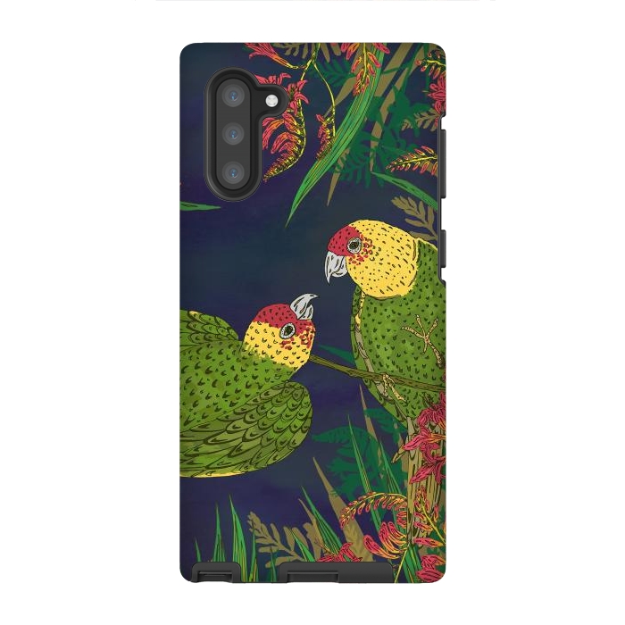 Galaxy Note 10 StrongFit Parakeets in Paradise by Lotti Brown
