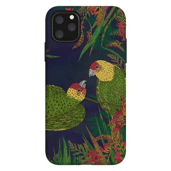 iPhone 11 Pro Max StrongFit Parakeets in Paradise by Lotti Brown