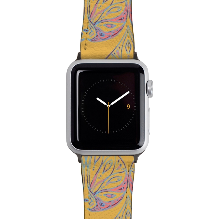 Watch 42mm / 44mm Strap PU leather Art Deco - Yellow by Lotti Brown