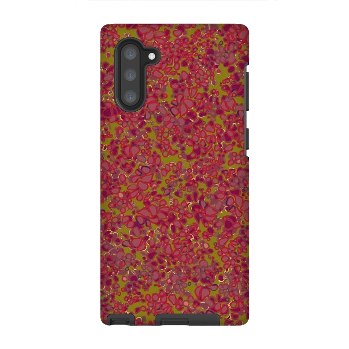 Galaxy Note 10 StrongFit Tiny Circles - Red & Green by Lotti Brown